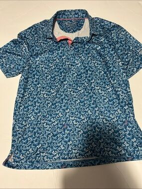Boys' Blue Butterfly-Print Polo Shirt